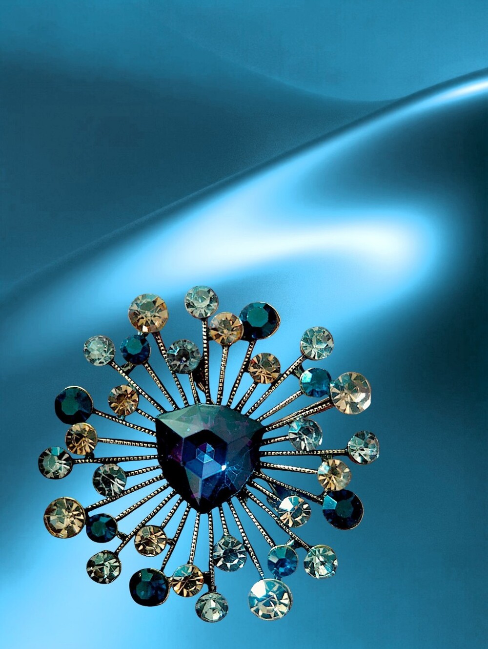 Crystal Flower Burst Brooch